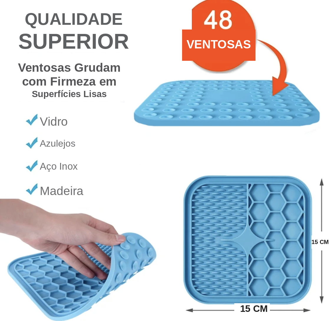 Tapete de Lambedura Pet Antiestresse - Silicone para Cães e Gatos